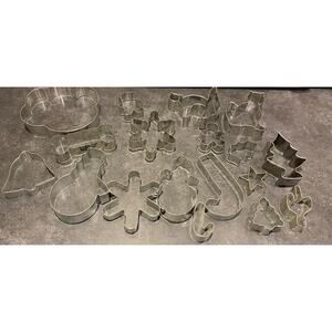 Vintage Huge Lot 18 Aluminum Cookie Cutters Holiday Christmas, Winter Etc